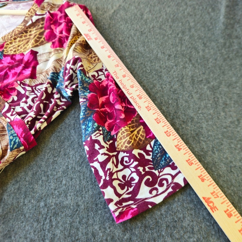 Soft Surroundings Floral Faux Wrap Midi Dress Petite Medium Luau Beach Office - Picture 6 of 7